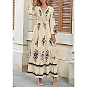 Long Sleeve Floral V-Neck Maxi Dress