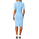 V-Neck Short Sleeve Sheath Midi Dress