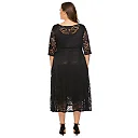 Floral Lace Swing Midi Dress with Pockets