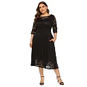 Floral Lace Swing Midi Dress with Pockets
