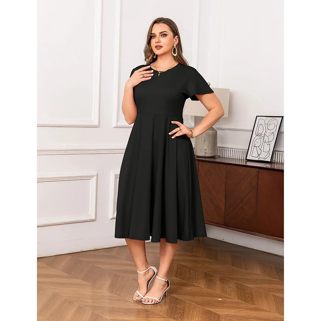 Flutter Sleeve A-Line Midi Dress