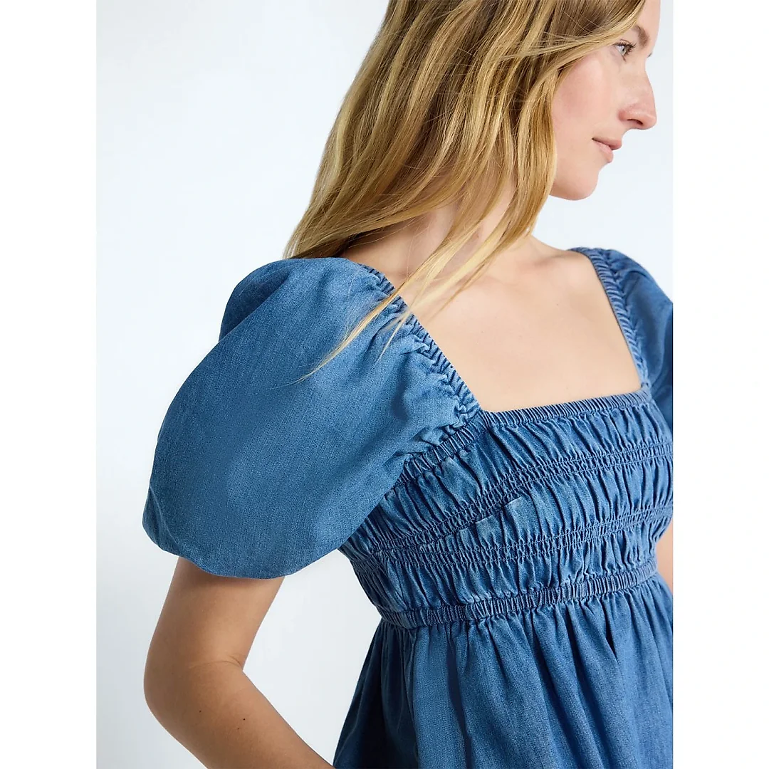 Puff Sleeve Peasant Mini Dress