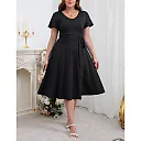 V-Neck Midi Dress with Pockets