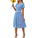 Pleated Floral Midi Dress with Pockets