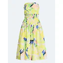 Strapless Cotton Poplin Tiered Midi Dress