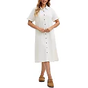Denim Button-Down Midi Shirt Dress