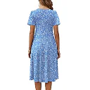 Pleated Floral Midi Dress with Pockets
