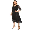 Floral Lace Swing Midi Dress with Pockets