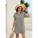 Cotton Button-Front Tunic Dress