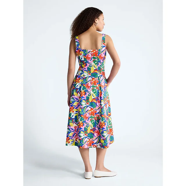 Square Neck Cotton Midi Dress