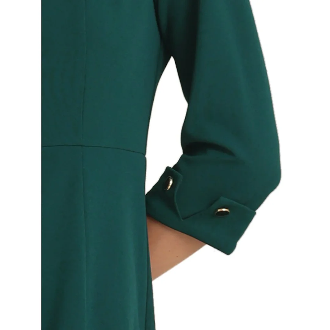 Boat Neck Sheath Midi Dress with Split Hem