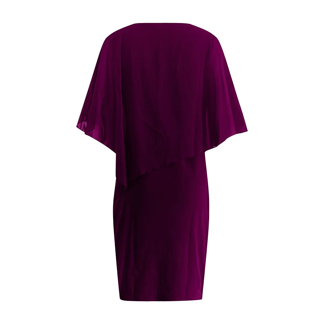 Chiffon V-Neck Evening Midi Dress