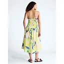 Strapless Cotton Poplin Tiered Midi Dress