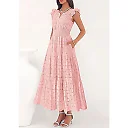 Eyelet Lace V-Neck Maxi Dress
