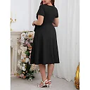 V-Neck Midi Dress with Pockets