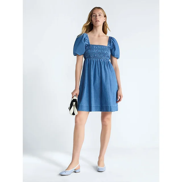 Puff Sleeve Peasant Mini Dress