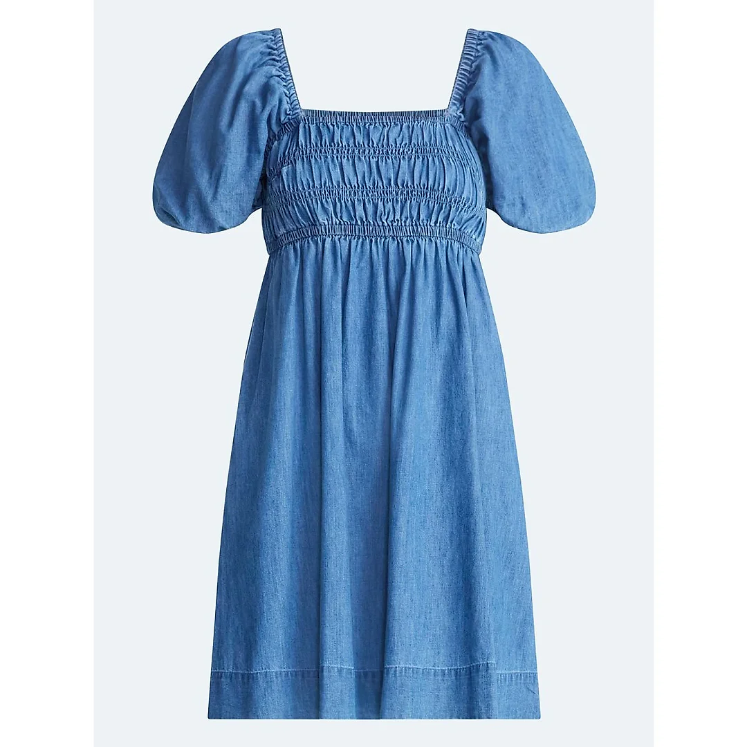 Puff Sleeve Peasant Mini Dress