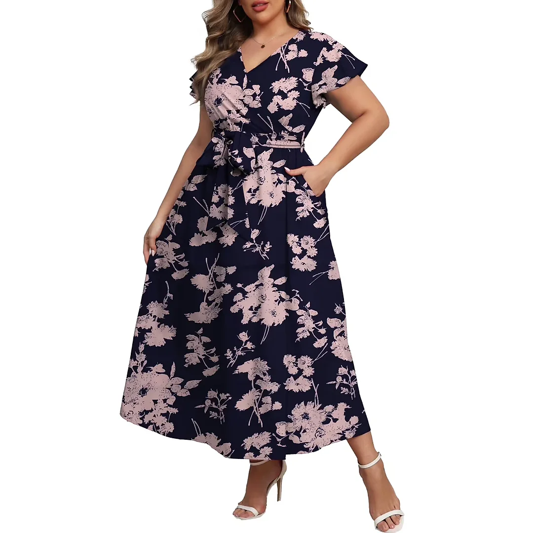 Butterfly Sleeve Floral Maxi Dress