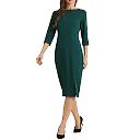 Boat Neck Sheath Midi Dress with Split Hem