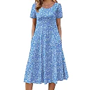 Pleated Floral Midi Dress with Pockets