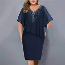 Chiffon V-Neck Evening Midi Dress