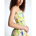 Strapless Cotton Poplin Tiered Midi Dress