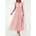 Eyelet Lace V-Neck Maxi Dress