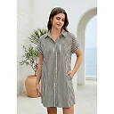 Cotton Button-Front Tunic Dress