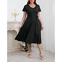 V-Neck Midi Dress with Pockets