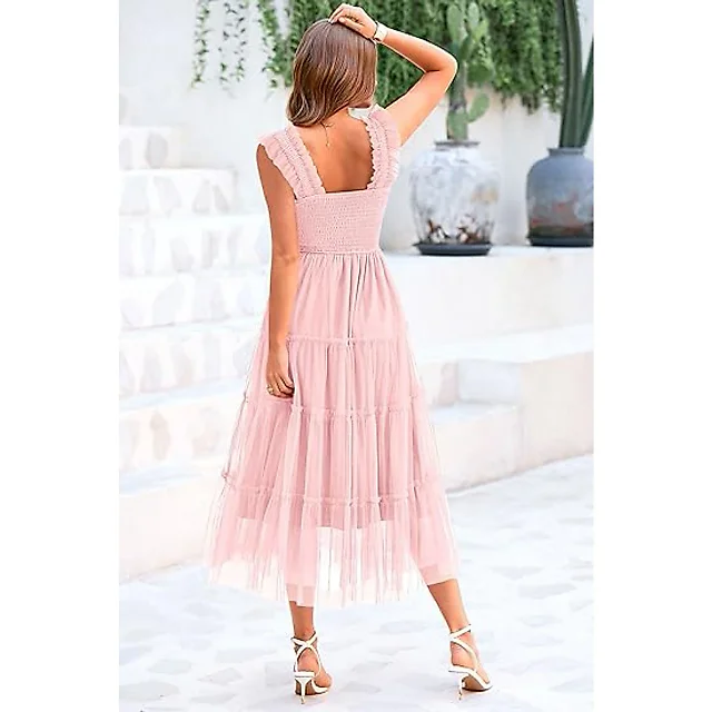 Sleeveless Tulle Midi Dress