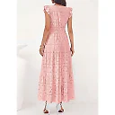 Eyelet Lace V-Neck Maxi Dress