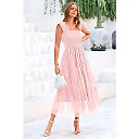 Sleeveless Tulle Midi Dress