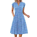 Ruffle Sleeve V-Neck Midi Dress