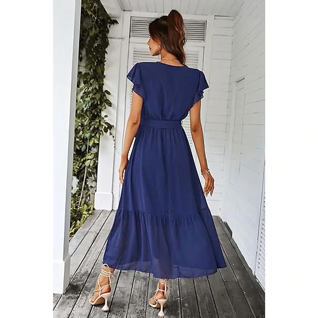 Belted Floral Wrap Maxi Dress