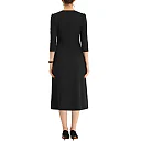 Three-Quarter Sleeve A-Line Midi Dress with Pockets