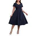 V-Neck Midi Dress with Pockets