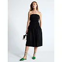 Strapless Cotton Poplin Tiered Midi Dress