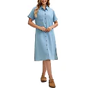 Denim Button-Down Midi Shirt Dress