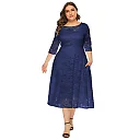 Floral Lace Swing Midi Dress with Pockets