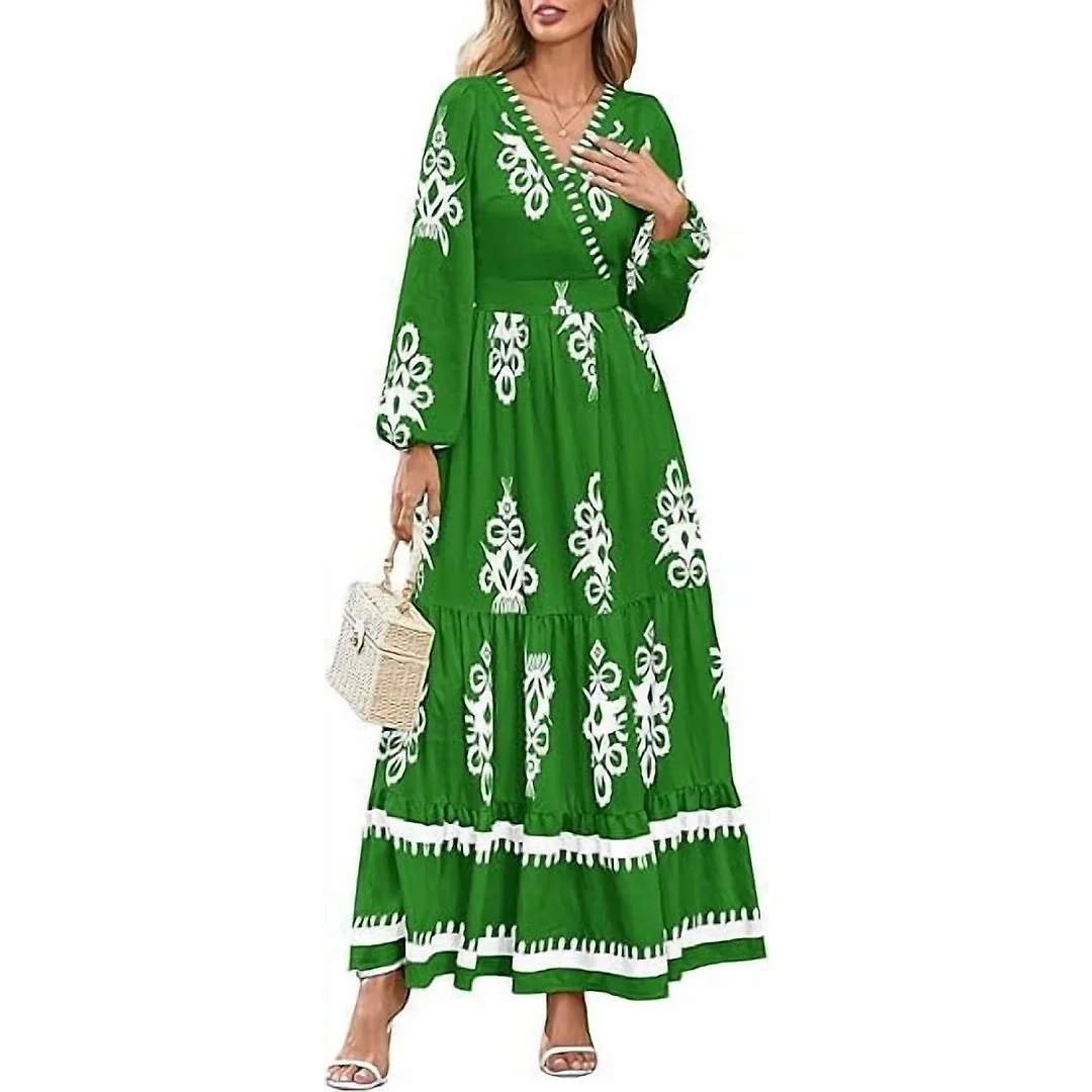 Long Sleeve Floral V-Neck Maxi Dress