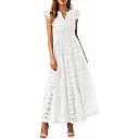 Eyelet Lace V-Neck Maxi Dress