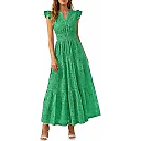 Eyelet Lace V-Neck Maxi Dress