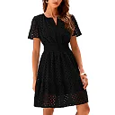 Lace Trim V-Neck A-Line Dress
