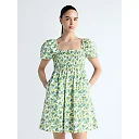 Puff Sleeve Peasant Mini Dress