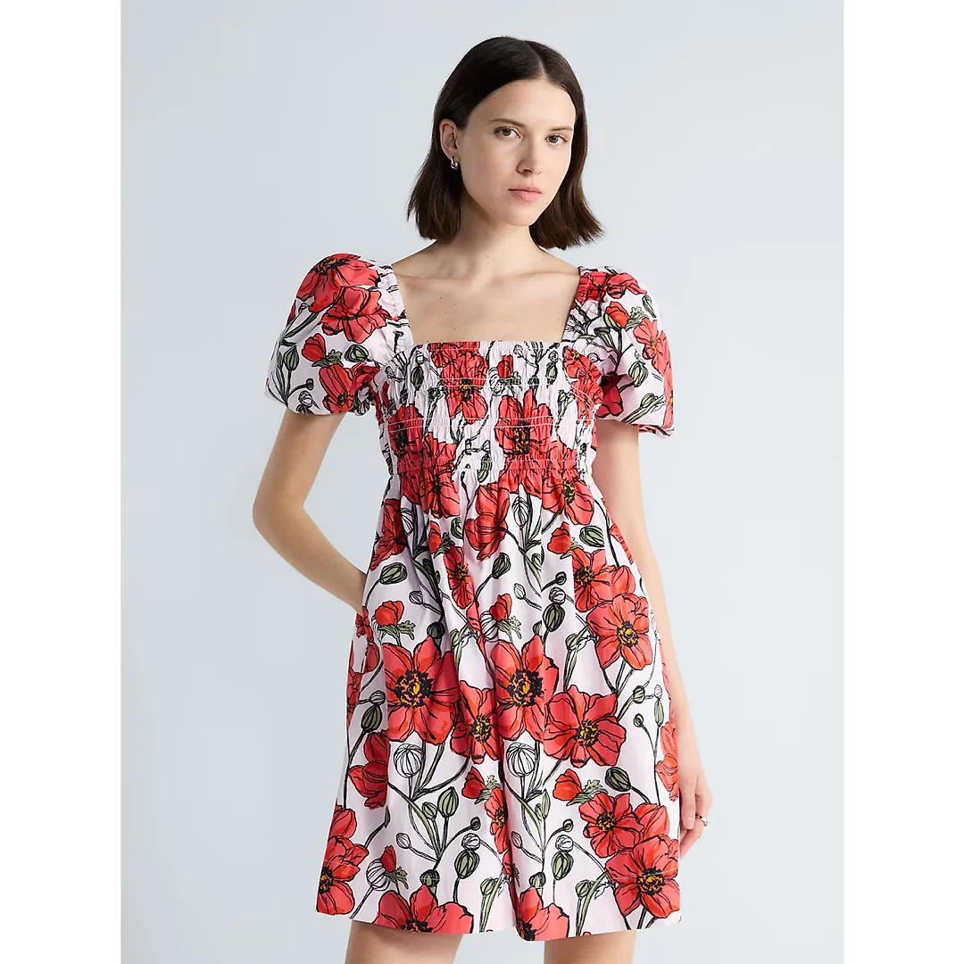 Puff Sleeve Peasant Mini Dress
