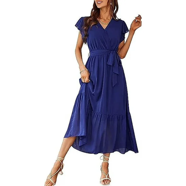 Belted Floral Wrap Maxi Dress