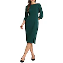 Boat Neck Sheath Midi Dress with Split Hem