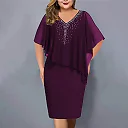 Chiffon V-Neck Evening Midi Dress