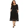 Floral Lace Swing Midi Dress with Pockets