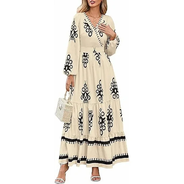 Long Sleeve Floral V-Neck Maxi Dress